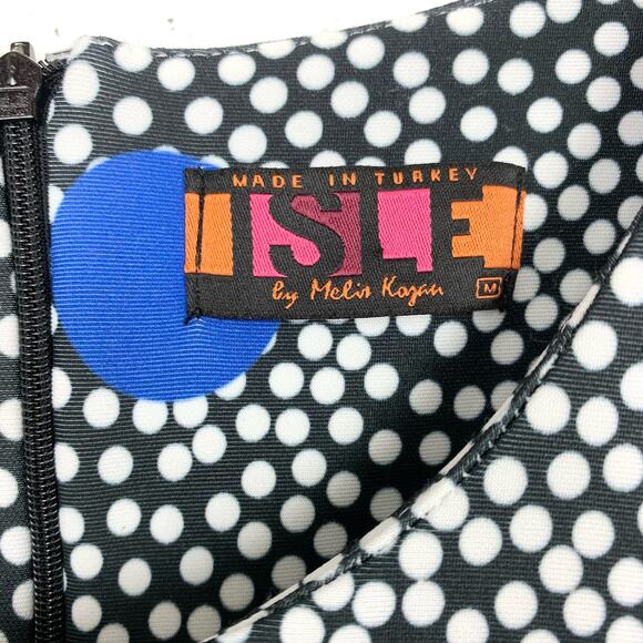 Isle by Melis Kozan Bottomless Brunch Scuba Dress Polka Dot Sleeveless Medium - Picture 3 of 10